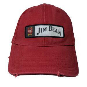 Jim Beam Slideback Hat Red OSFA Adjustable Vented Holes 6 Panel Style Master